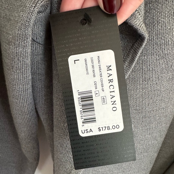 Guess Marciano Manu Grey Wrap Cape Shawl Sweater Coat Size L XL - Picture 5 of 8